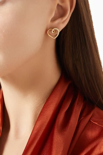 Heart Enamel Stud Earrings in 9kt Yellow Gold