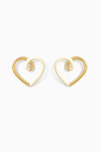 Heart Enamel Stud Earrings in 9kt Yellow Gold