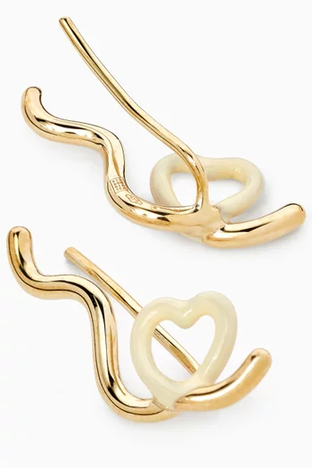Heart Enamel Earrings in 9kt Gold
