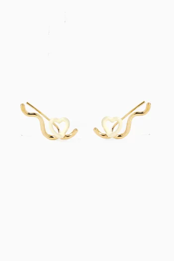 Heart Enamel Earrings in 9kt Gold