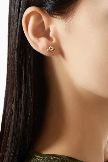 Heart Enamel Diamond Single Earring in 9kt Gold