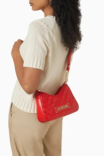 Quilted Shoulder Bag in Faux Leather
