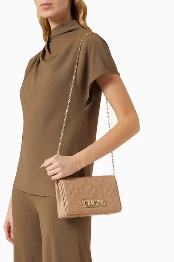 Small Smart Daily Quilted Crossbody Bag in Faux Leather