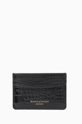 Slim Card Holder in Croc-embossed Leather