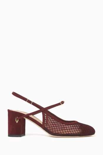 Mattia 65 Slingback Pumps in Mesh & Suede Leather
