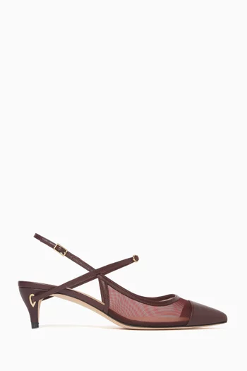 Edoardo 45 Slingback Pumps in Mesh & Suede Leather
