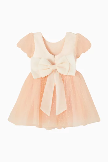 Bow Puff-sleeve Dress in Tulle
