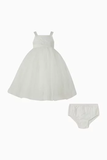 Embroidered Dress & Bloomers Set in Tulle