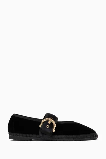 Sophie Buckled Ballet Flats in Velvet