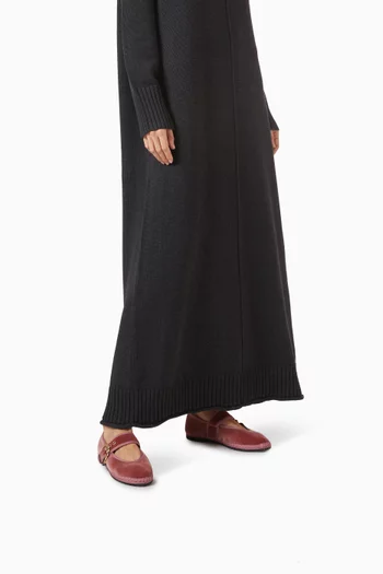 حذاء باليرينا صوفي بإبزيم وكعب مسطح مخمل