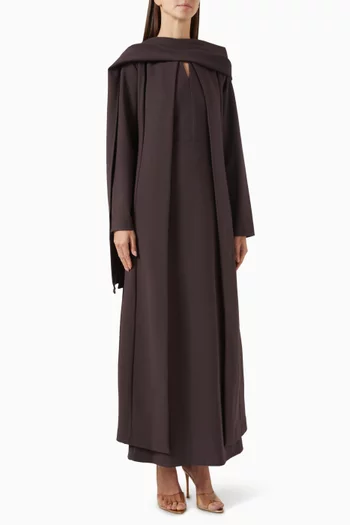 طقم فستان وجاكيت طويل كريب