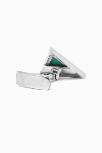 Malachite Triangle Cufflinks in Sterling Silver