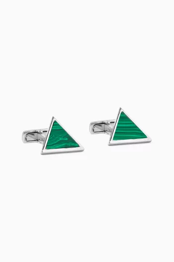 Malachite Triangle Cufflinks in Sterling Silver