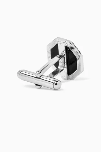 Onyx Amulet Cufflinks in Sterling Silver