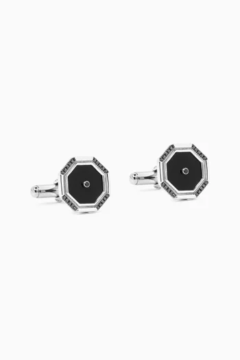 Onyx Amulet Cufflinks in Sterling Silver
