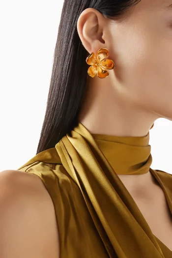 Cherry Blossom Earrings in Gold-tone Brass