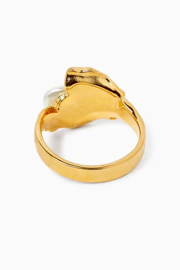 Pearl Nest Ring in Gold-tone Brass