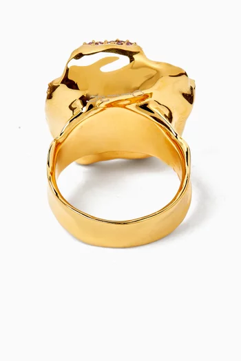Crystal Nest Ring in Gold-tone Brass
