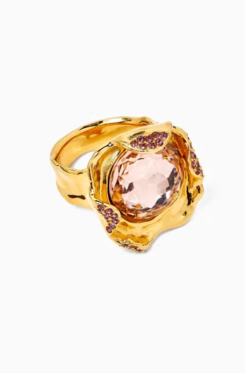 Crystal Nest Ring in Gold-tone Brass