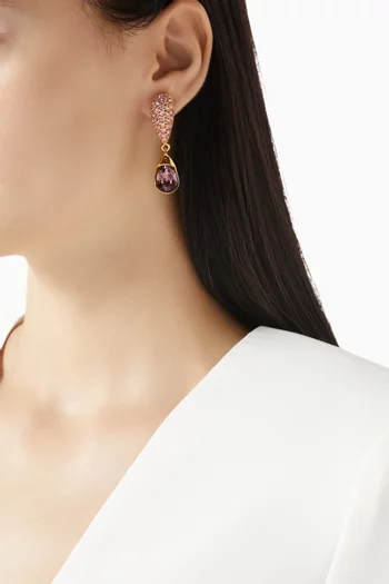 Crystal Drop Earrings in Gold-tone Brass