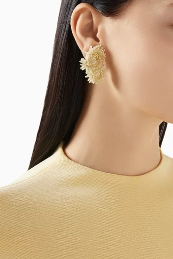 Pom Pom Flower Clip-on Stud Earrings