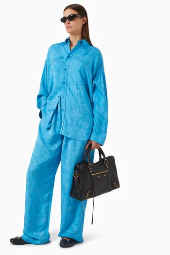 Medium Le City Bag in Croc-embossed Calfskin