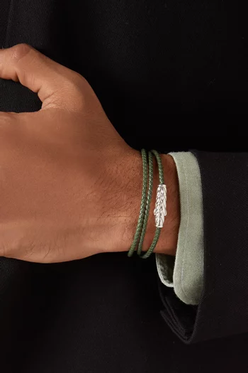 سوار جلد مجدول بنقشة شيفرون بتصميم ملفوف ثلاثي الطبقات