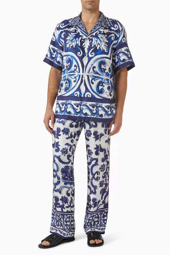 Majolica-print Shirt in Silk Twill