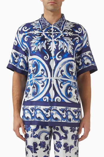 Majolica-print Shirt in Silk Twill