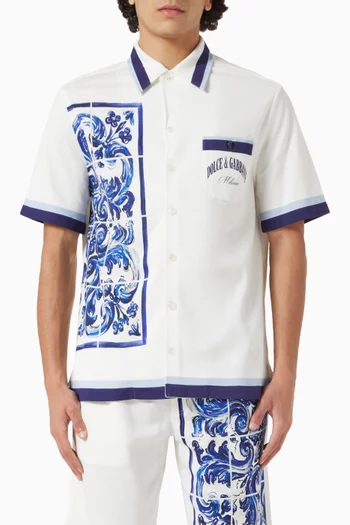 Printed Shirt in Cotton Pique