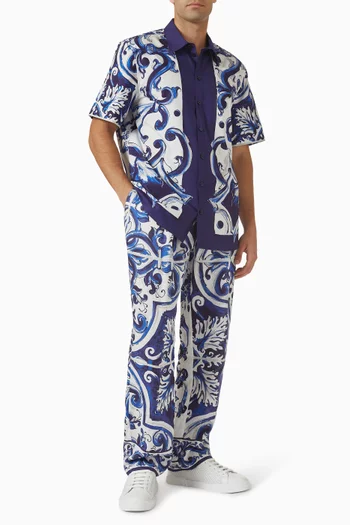 Majolica-print Pants in Linen