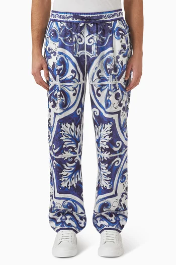 Majolica-print Pants in Linen