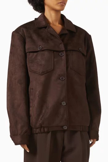 Hester Oversized Jacket in Faux Suede
