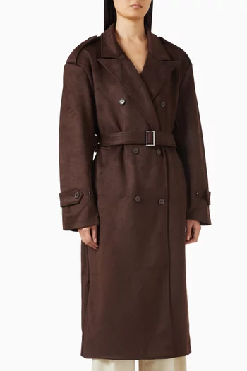 Pembroke Trench Coat in Faux-suede