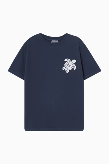 Turtle-embroidered T-shirt in Organic Cotton