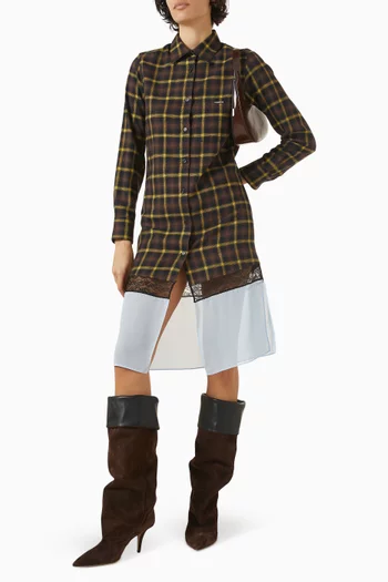 فستان متعدد الطبقات صوف فلانيل