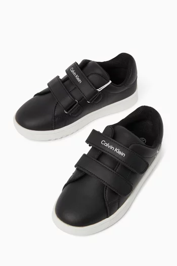 Logo Velcro Sneakers in Faux Leather