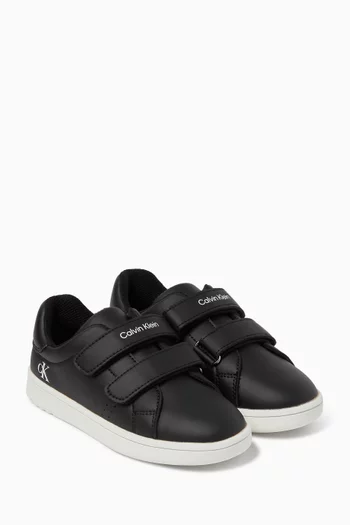 Logo Velcro Sneakers in Faux Leather