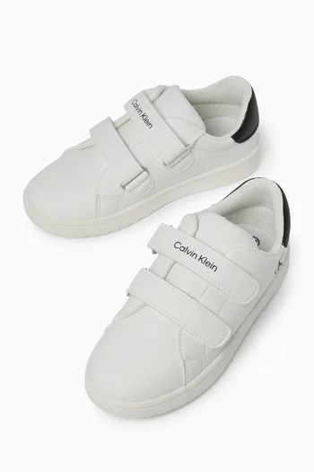 Logo Velcro Sneakers in Faux Leather