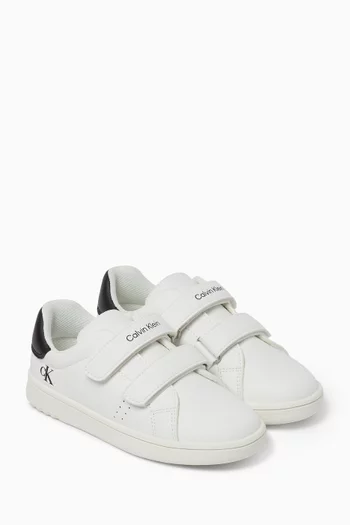 Logo Velcro Sneakers in Faux Leather