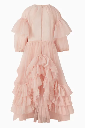 Tania Ruffled Long Dress in Tulle