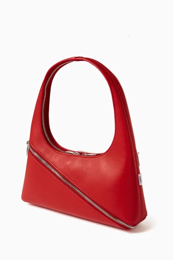 Zip Baguette Bag in Leather