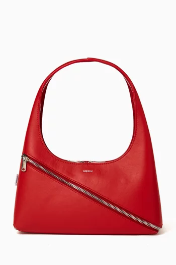 Zip Baguette Bag in Leather