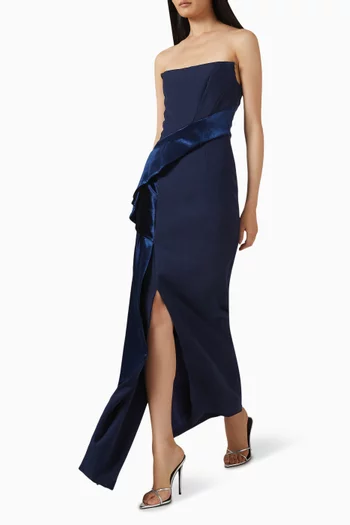 Bustier Drape Gown in Cady & Velvet
