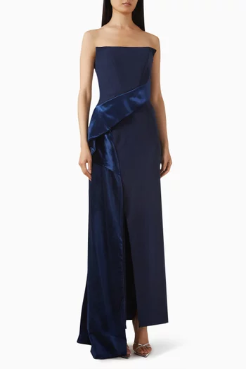 Bustier Drape Gown in Cady & Velvet