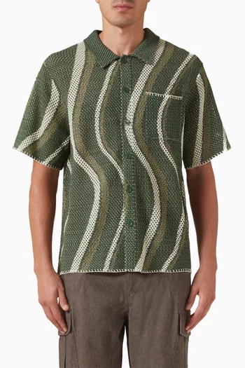 Soleil Button-up Shirt in Crochet Knit