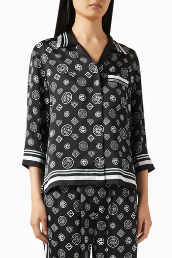Monogram Pyjama Shirt in Silk-satin