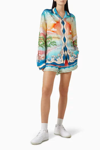 قميص بطبعة Tennis Club‏ حرير