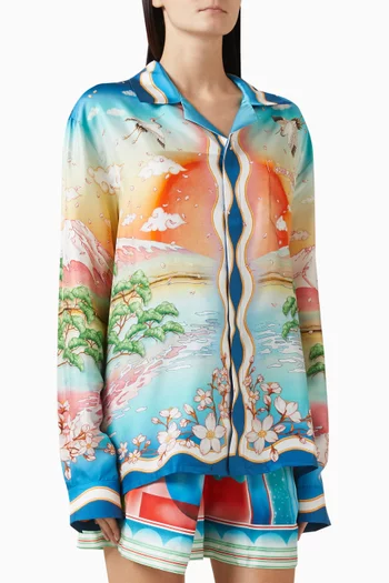 قميص بطبعة Tennis Club‏ حرير