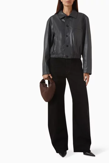 جاكيت بقصة واسعة جلد